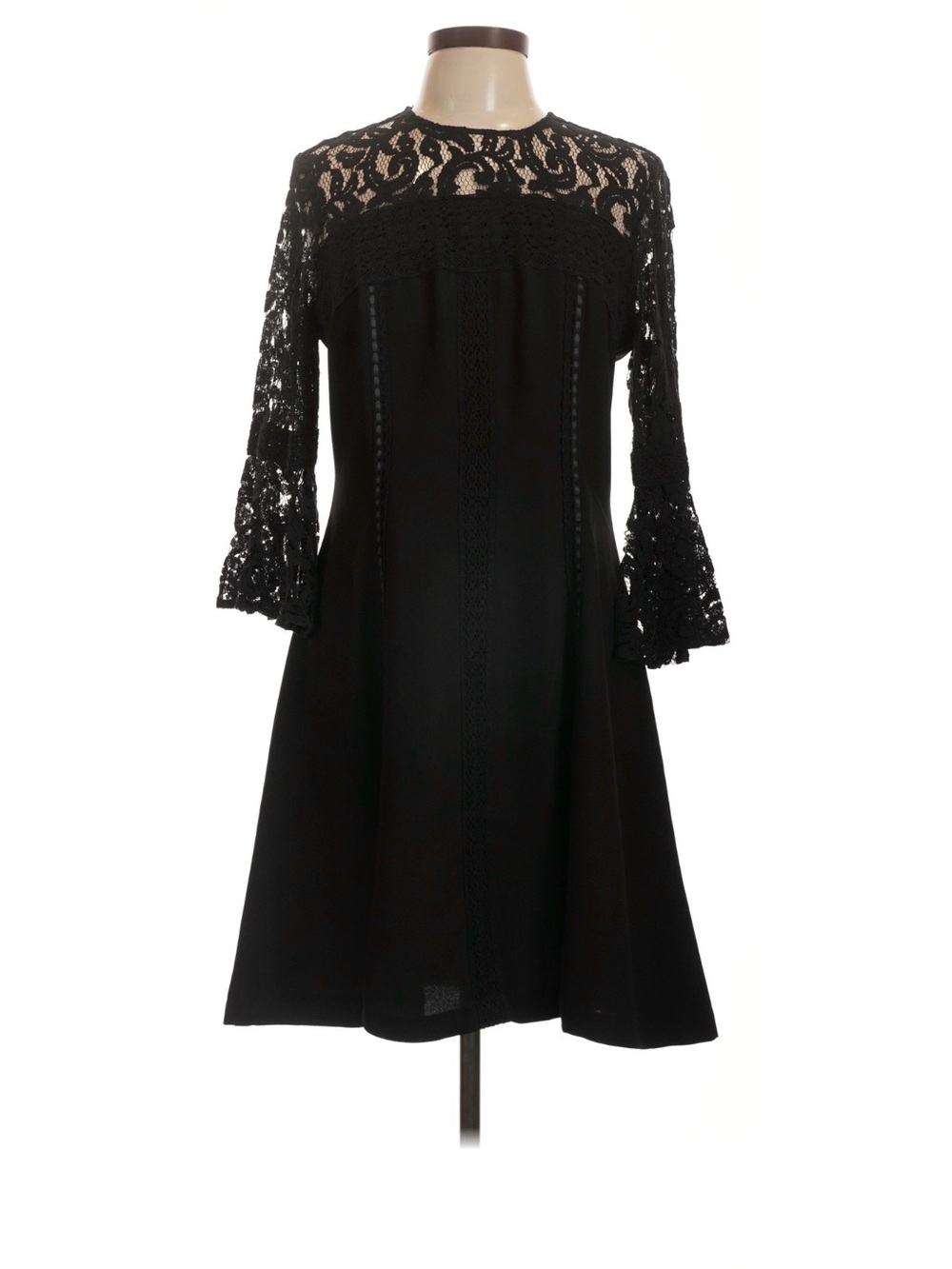Nanette Lapore Black Lace Yoke A-Line Dress 10
